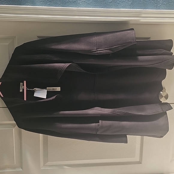 Elegant NWT MAX STUDIO Draped Collar Scuba Jacket Black 1X - Picture 8 of 14